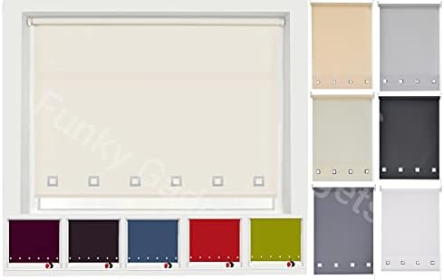Funky Gadgets Square Eyelet Light Filtering Polyester Fabric Daylight Trimmable Roller Blinds with metal fittings with plastic quoting included (W120 x L165cm, Grey)