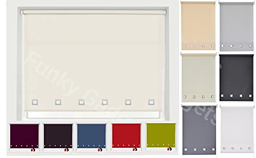 Funky Gadgets Square Eyelet Light Filtering Roller Blinds -Window Shades Easy Fit Polyester Fabric Daylight Trimmable Roller Blind- Child Safe Metal Tube with Fittings (W60 x L165cm, Natural)