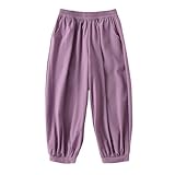 [YumeFlair] 子供用長ズボン ファッションハレンパンツ カジュアルスポーツパンツ ゆったりとしたベルボトムパンツ 裾絞りパンツ 通気性 快適 涼しい 紫外線カット 速乾 春 夏 秋 グレーパープル 120 [並行輸入品]