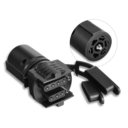 BFXM Trailer Plug Adapter 7 Way Round to 4 and 5 Flat Blade Trailer Connector Plug 7 to 5 Pin and 4 Pin Trailer Plug Adaptor 2-in-1 Design