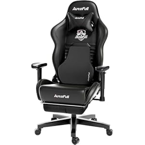AutoFull C3 Gaming Chair Ergonomic Office Chair with 3D Bionic Lumbar Support, Racing Style Premium PU Leather Computer Chair Gamer Chairs with Footrest and Headrest,Black,(3-Years Warranty)