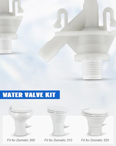 Image of RV Toilet Valve 385311641, RV Toilet Ball Seal 385311658, RV Toilet Marine Toilet Camper Toilet Water Valve Replacement Kit Fit for Sealand and Dometic Toilets Series 300 310 320, 2PCS