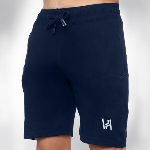 Image of NeoFlex Men's Regular Fit Cotton Shorts with Zipper Pocket - Comfortable Rich Solid Design, Essential Men's Shorts (Midnight Blue, L)