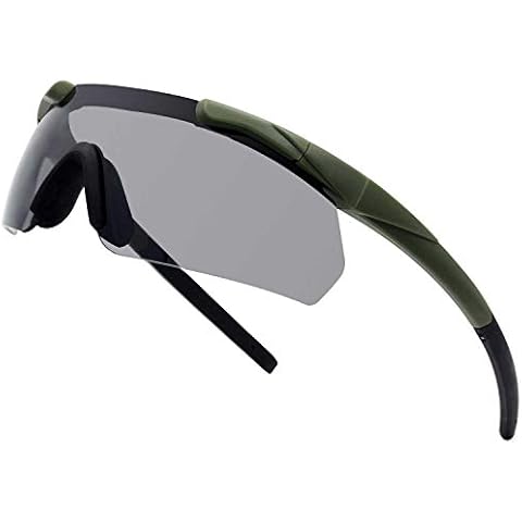 SPOSUNE Outdoor Tactical Glasses with 3 Interchangeable Lenses, Impact Resistance, Shooting Goggles, womens, olive Cover