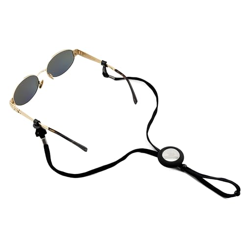 Image of - Eyeglass Lanyard - Sunglasses Strap with Holder Compatible with AirTag Tracker - Adjustable Strap for Eyewear Loss Prevention - Sunglasses Lanyards (Rubber Grips Small Case) - Black