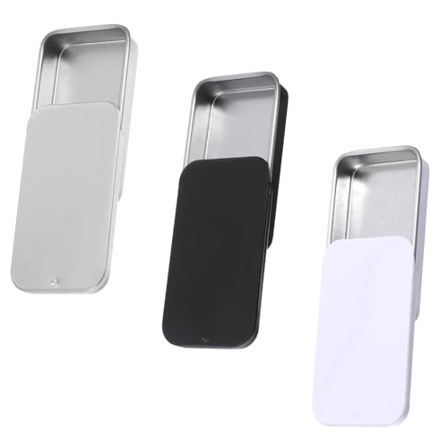 Image of 3 Pcs Mini Metal Tin Box, Slide Top Rectangular Empty Hinged Tins Box Mini Portable Home Organizer Containers for Jewelry, Crafts, Gift Card Holder (2x1x0.4 Inch)