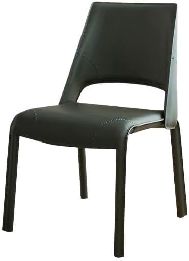 Office Chair Saddle Leather Italian Dining Chair Minimalist Style Scandinavian Light Luxury Household Chair Thick Leather Backrest Chair Dark Green Gaming Chair