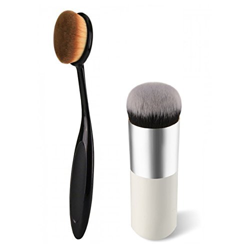 Gugzy® Kabuki Brush & Oval Brush Combo (Black + White Silver)