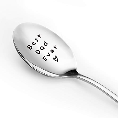 Cuchara con texto en inglés 'Best Dad Ever', divertida cuchara grabada de acero inoxidable para hombres, padre, cuchara de té, cuchara de café, regalo para papá de hija, hijo, esposa, regalo perfecto