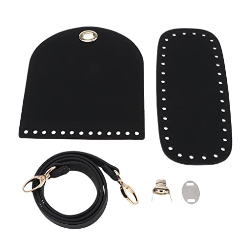 Baoblaze Taschenboden zum Häkeln, Häkeltaschen Taschenabdeckungen, PU Ledertasche Strickset Taschenboden, Taschenzubehör zum Nähen mit Tasche Twist Lock Taschenriemen für Tasche Herstellung, Schwarz