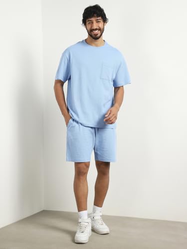 Image of NOBERO Men Cotton Blend Solid Co-ord Sets