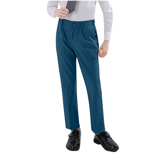 Boys Dress Pants Comfortable Straight Leg School Uniform Pant Stretch Flat Front Pull On Slacks Teens Preppy Clothes