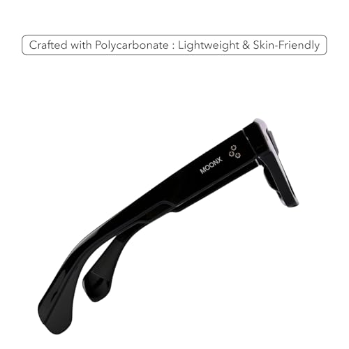 Image of MOONX Horizon UV Protected Rectangular Sunglasses for Men & Women | Black PC Frame | Black Lens | Stylish Unisex Eyewear for Driving, Travel & Casual Outings