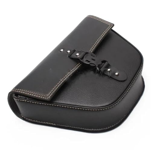 Bolsa lateral de cuero sintético negro para moto Harley