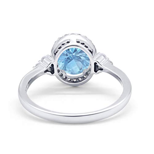Blue Apple Co. Halo Art Deco Oval Wedding Engagement Ring Cubic Zirconia 925 Sterling Silver3