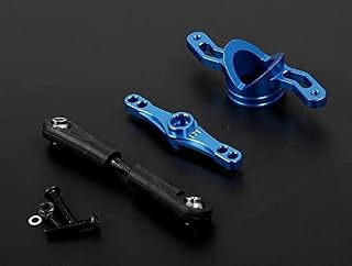 SHENNA CNC precision machining all-metal bidirectional 15T/17T double-tooth mode symmetrical steering system for 5IVE-T LT ( Color : BLUE )
