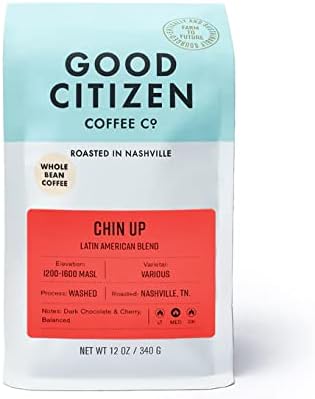 Good Citizen Coffee Co. Chin Up Whole Bean Coffee, Medium-Roast Coffee Blend, 12 Ounces, 340 Grams