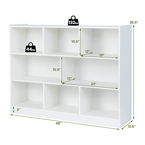 Giantex GT10403WH-CB 8 Cube Bookcase, Freestanding 3-Tier Open Bookshelf, Modern Storage Display Cabinet, Wood Cube Storage Organizer For Living Room, Kid’S Room, White thumb #6