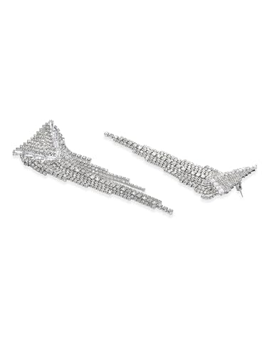 Image of Rubans Demi Fine Stainless Steel Dangler Earrings CZ Gift for Women & Girls