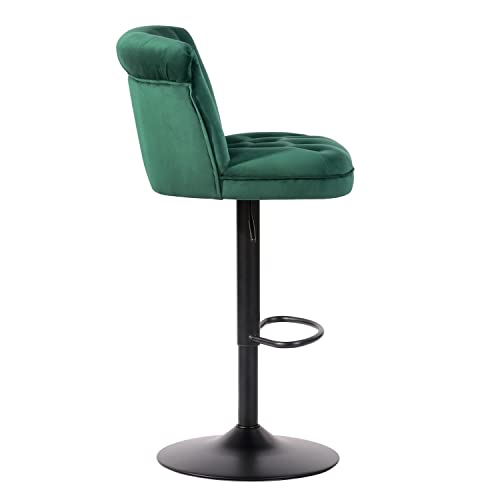 Furniturer Bar Stools With Footrest Set Of 2, Barstools With Back Padded Velvet Teal Seat Bar Chair For Kitchen Islands #TOP7
