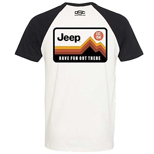 Jeep Have Fun Out There T-Shirt for Mens (Natural/Black, XL)