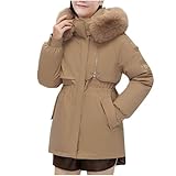 NZYIHAO Parka Abrigo largo de invierno para mujer, elegante, parka de invierno, monocolor, chaqueta de invierno con capucha, abrigo grueso y cálido, chaqueta de manga larga, chaqueta de entretiempo,