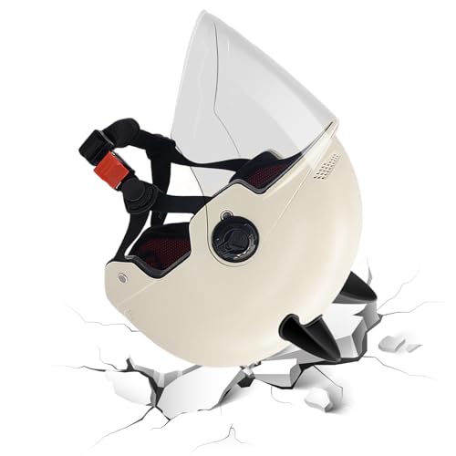 Shitafe スクーターヘルメット - 保護用ライディングギア | 通勤用ヘルメットバイザー付き | 大人男性向け バイク ライディング サイクリング オートバイ 自転車 スケートボード スクーター用