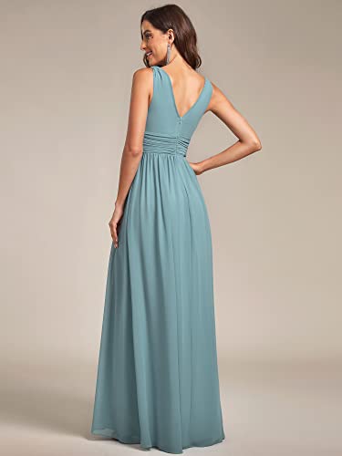 Image of Ever-Pretty Womens Bridesmaid Dress V-Neck Sleeveless A Line Chiffon Floor Length Formal Dress 09016