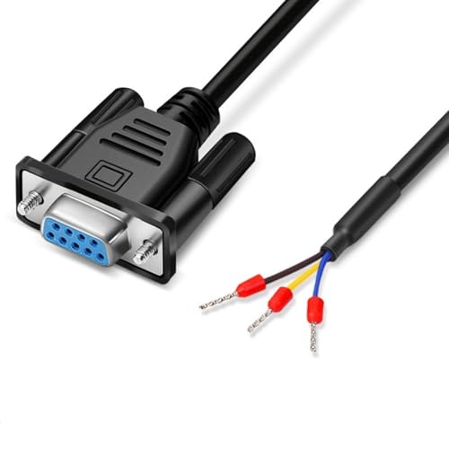 Pidwaok Cable serie DB9 RS232, 9 pines y 3 núcleos recto para maximizar la integridad de la señal en PC y uso industrial (niquelado - hembra, 10 metros)