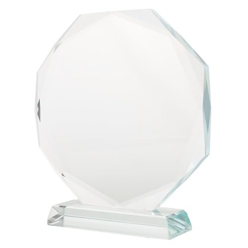 SUPVOX de Cristal: Placa de reconocimiento de Vidrio en Blanco de 140 mm para empleados. Recuerdo de Escritorio Octogonal con Grabado Personalizado.