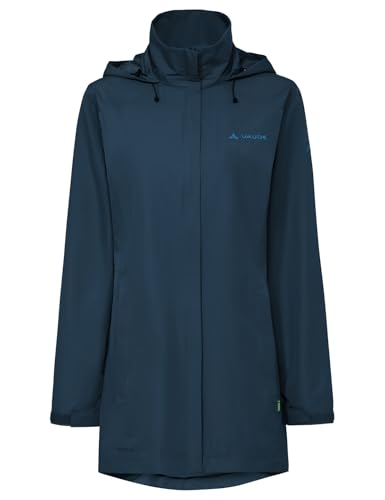VAUDE Damen Regenjacke Escape Parka, wasserdichter Regen-Parka, atmungsaktiv und winddicht, dark sea uni, 50