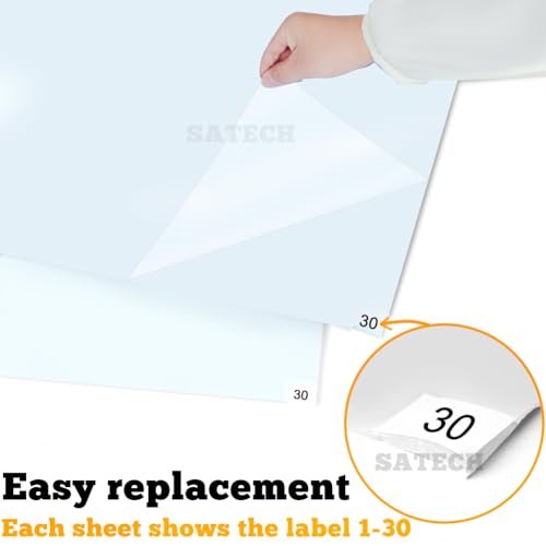 Image of SATECH Sticky /Tacky /Adhesive Mat 13 inch x 17 inch for Basketball Shoes Cleanroom Pets Garage White (Case of 4 Mats,30 Sheets Each)