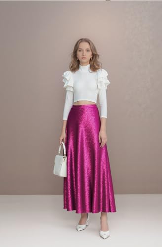 Women's Long Bridesmaid Party Skirt A-Line Floor Length Sequin Skirts3