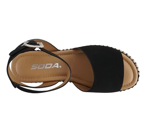 Image of Soda Topic Open Toe Buckle Ankle Strap Espadrilles Flatform Wedge Casual Sandal