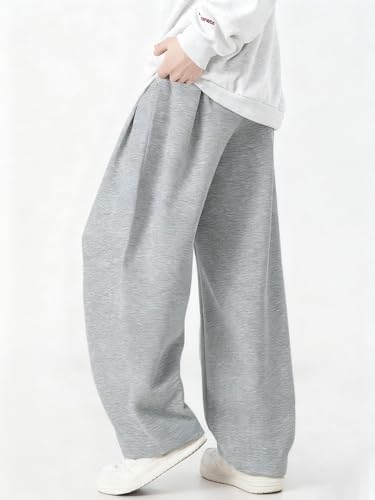 Image of Mens Baggy Sweatpants Wide Leg Casual Elastic Waist Drawstring Athletic Loose Jogger Fall Sweat Pants with Pockets