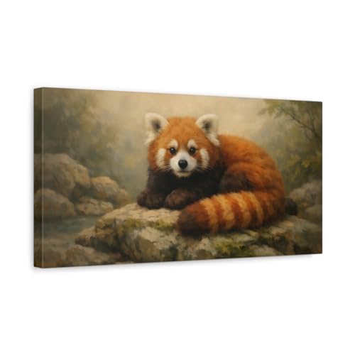 Impression sur toile premium de panda roux avec châssis en bois épais de 3 cm