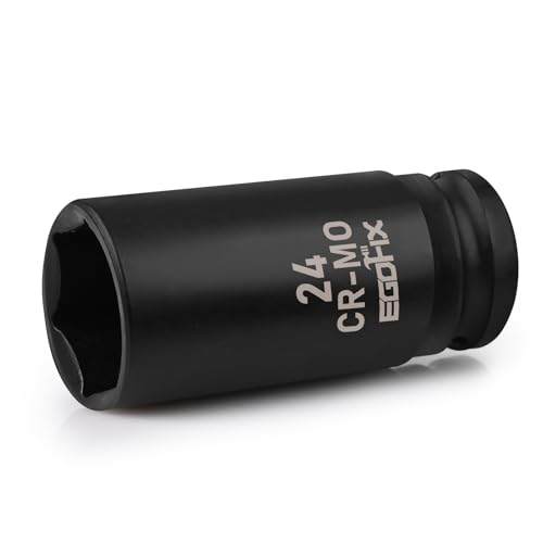 Image of 1 /2 inch Drive Deep Impact Socket, 24mm Metric Socket, Axle Nut Socket CR-MO 6 Point for Easy Removal of Axle Shaft Nuts