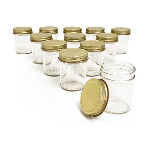 Direct Candle Supply Glass 8 Fl Oz Classic Mason Jar with Metal Lid 12pk - Perfect for Candle Making Cover