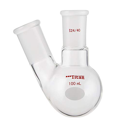 Glass 100ml Heavy Wall 2 Neck Round Bottom Flask, with 24/40 Center and Side Standard Taper Outer Joint - 100ml