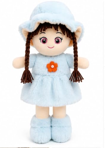 Image of Cute Doll Soft Toy for Girls 40CM | Sky Blue Plush Doll Teddy for Kids | Ultra Soft Stuffed Baby Doll Toy | Huggable Washable Plush Toy Gift for Boys & Girls