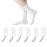 Marchare Girls Crew Socks Seamless Kids Socks Cotton School Socks White Black Grey Navy 6 Pack
