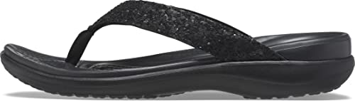 Crocs Women's Capri V Flip Flops | Sandals for Women, Black Glitter, 9 Women