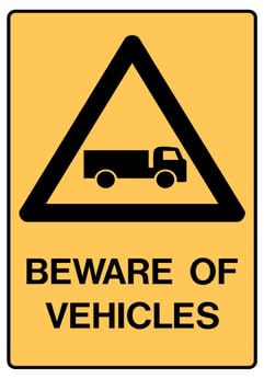 Acrylic Board with UV Printed|Beware of Vehicles| Double Side tapeSIZE: 320mm X 230mm