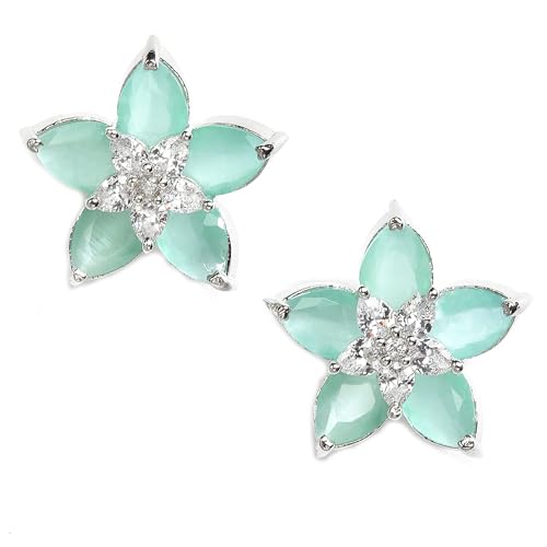 Image of Zeneme Earring Handmade Rhodium Plated Lightweight Pink Star Shaped Studs Earrings Jewellery For Girl And Women