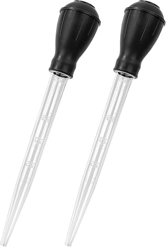 2 Stück Große Kunststoff Pipette mit Skala – Messpipetten mit Gummiball, Küchen- und Backpipette zum Dosieren, Transfer Pipetten für Kochen, Backen, Gartenpflanzen