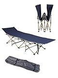 AllRight Campingbett Feldbett Klappbar XL Faltbar Campingliege Klappbett Gästebett mit Seitentasche für Camping Garten Strand Reisen Outdoor Indoor 250kg Belastbar