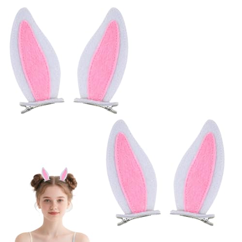 4PCS Easter Bunny Ears Hair Clips 4 Inch Bunny Ears Hair Barrettes Alligator Clips for Girls Women Rabbit Easter Hai-r Accessories Party Supplies White image 3