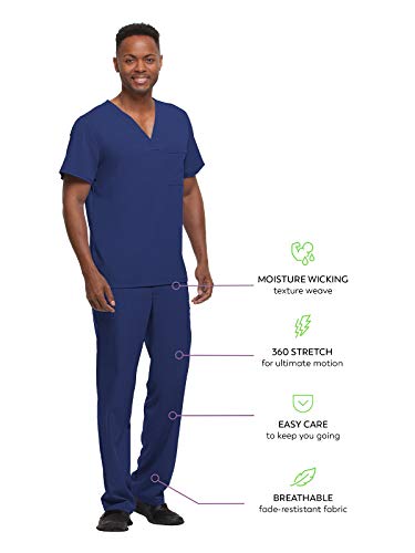 Healing Hands 6 Pocket Mens Scrubs Pant Blue Label 9124 Dylan Drawstring Waist Scrub Pant For Men Navy L #TOP4