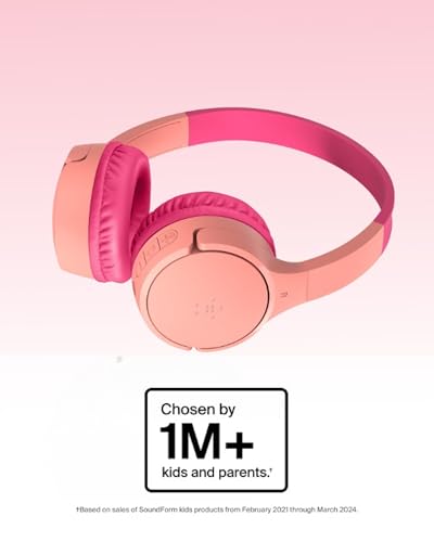 Belkin SoundForm Mini - Wireless Bluetooth Kids Headphones with 30H Battery Life, 85dB Safe Volume Limit, Built-in Microphone - Kids On-Ear Earphones for iPhone, iPad, Fire Tablet & More - Pink - Image 3