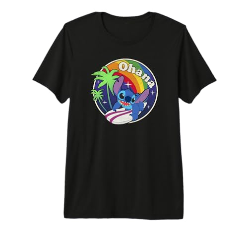T-shirt Stitch surf Disney arc-en-ciel pour revivre vos souvenirs d'enfance
